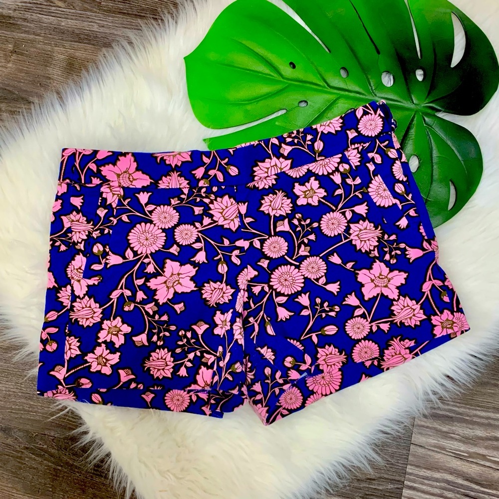J. Crew navy & pink floral chino shorts size 12